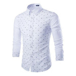 New Slim Men Stitching Long Sleeve Shirt Fashion Skeleton Print Shirt