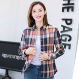 2018 Spring New Fashion Casual Lapel Plus Size Blouses women plaid shirt Checks Flannel Shirts Female Long Sleeve Tops Blouse