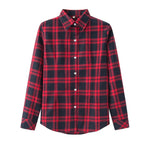 2018 Spring New Fashion Casual Lapel Plus Size Blouses women plaid shirt Checks Flannel Shirts Female Long Sleeve Tops Blouse