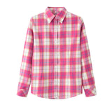 2018 Spring New Fashion Casual Lapel Plus Size Blouses women plaid shirt Checks Flannel Shirts Female Long Sleeve Tops Blouse