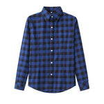 2018 Spring New Fashion Casual Lapel Plus Size Blouses women plaid shirt Checks Flannel Shirts Female Long Sleeve Tops Blouse