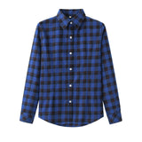 2018 Spring New Fashion Casual Lapel Plus Size Blouses women plaid shirt Checks Flannel Shirts Female Long Sleeve Tops Blouse