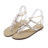 Sandals Rhinestones Chains Thong Gladiator Crystal Flat Heels Sandals