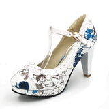 TAOFFEN Plus Size 32-48 Women Summer high heels shoes Woman t-strap bowknot pumps lady platform daily work dress Footwear