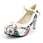 TAOFFEN Plus Size 32-48 Women Summer high heels shoes Woman t-strap bowknot pumps lady platform daily work dress Footwear