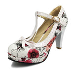 TAOFFEN Plus Size 32-48 Women Summer high heels shoes Woman t-strap bowknot pumps lady platform daily work dress Footwear