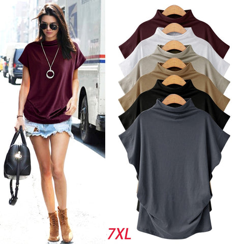 Women Tops Korean Style Fashion Womens Cotton Blouse Short Sleeve O-Neck Blouse Large Size S-7XL Female Blouse